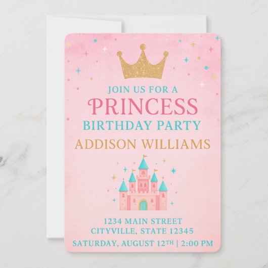 Invitation Whimsal Fairytale Princess Castle Anniversaire (Devant)