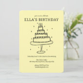 Invitation Whimsday Cake Doodle mignon fête personnalisée (Debout devant)