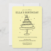 Invitation Whimsday Cake Doodle mignon fête personnalisée (Devant)