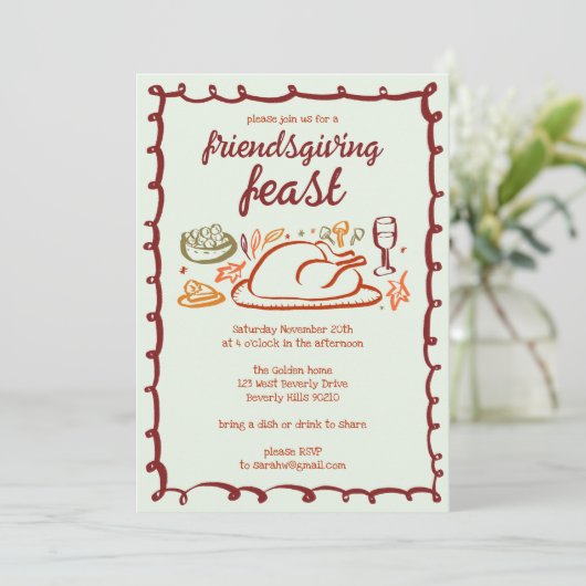 Invitation Whimsgiving Friendsgiving Dîner sur mesure (Debout devant)
