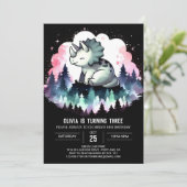 Invitation Whimsic Chic Triceratops Anniversaire (Debout devant)
