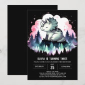 Invitation Whimsic Chic Triceratops Anniversaire (Devant / Derrière)