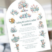 Invitation Whimsical 12 Jours de Noël Chant Blanc