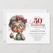 Invitation Whimsical 50th birthday invite quirky fun woman (Devant)