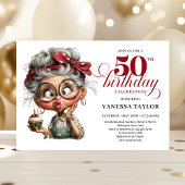 Invitation Whimsical 50th birthday invite quirky fun woman