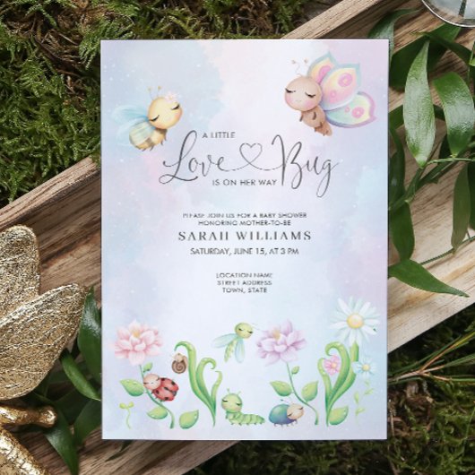 Invitation Whimsical A Little Log Baby shower arc-en-ciel