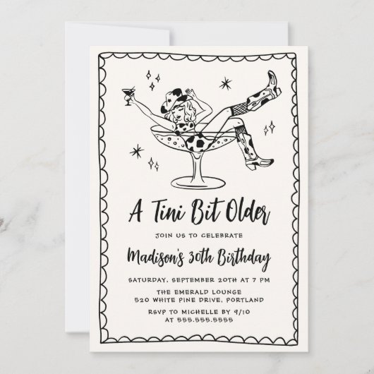 Invitation Whimsical A Tini Bit Anniversaire Fête (Devant)