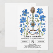 Invitation Whimsical Acoustic Guitar Boy Anniversaire (Devant / Derrière)