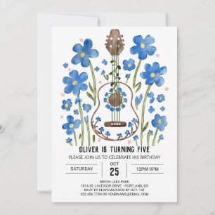 Invitation Whimsical Acoustic Guitar Boy Anniversaire