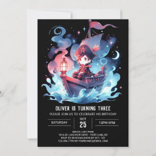 Invitation Whimsical Adorable Pirate Anniversaire
