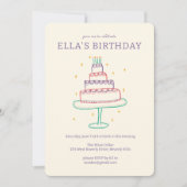 Invitation Whimsical Anniversaire Gâteau Cute Personnalisé Fê (Devant)