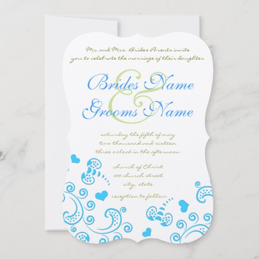 Invitation Whimsical Aqua Bumble Bee Swirl Mariage Inviter (Devant)