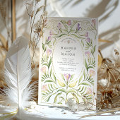 Invitation Whimsical Art Nouveau Freesias Gold Wedding