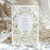 Invitation Whimsical Art Nouveau Freesias Gold Wedding