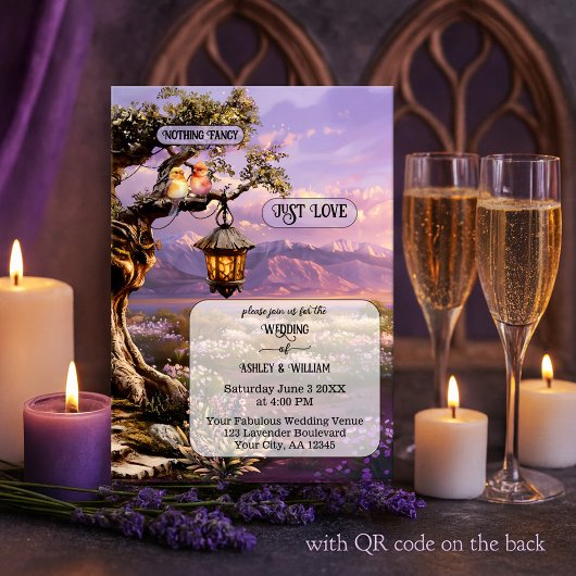 Invitation Whimsical Artistic Romantic Lavender Wedding