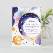 Invitation Whimsical Astro Adventure Personnalisé Anniversair (Debout devant)