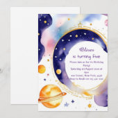 Invitation Whimsical Astro Adventure Personnalisé Anniversair (Devant / Derrière)