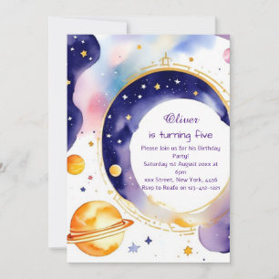 Invitation Whimsical Astro Adventure Personnalisé Anniversair