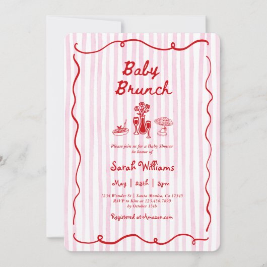 Invitation Whimsical Baby Brunch Baby Shower Girl (Devant)