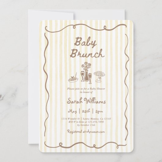 Invitation Whimsical Baby Brunch Baby Shower Girl (Devant)