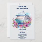 Invitation Whimsical Beach Cruise Aquarelle Palm Mariage (Devant)