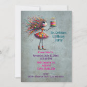 Invitation Whimsical Big Eyed Birthday Girl (Devant)