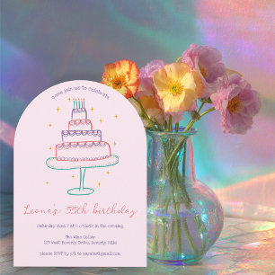 Invitation Whimsical Birthday Cake Custom Coloré Party Arch