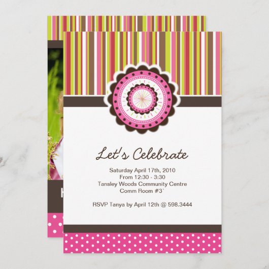 Invitation Whimsical Birthday Party (Devant / Derrière)