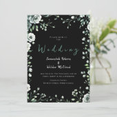 Invitation Whimsical Black Green et Mariage d'or (Debout devant)