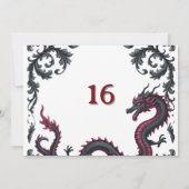 Invitation Whimsical Black Red Dragon Damask Sweet 16 Bash (Dos)