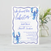 Invitation Whimsical Blue Elle A Trouvé Sa Fête des mariées D (Debout devant)