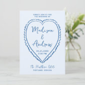 Invitation Whimsical Blue Heart Wedding (Debout devant)