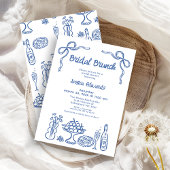 Invitation Whimsical Blue main tiré nuptiale Brunch Douche
