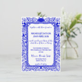 Invitation Whimsical Blue Quirky Doodle Main tiré (Debout devant)