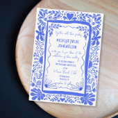 Invitation Whimsical Blue Quirky Doodle Main tiré
