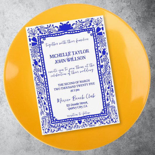 Invitation Whimsical Blue Quirky Doodle Main tiré