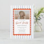 Invitation Whimsical Blue Stripes Graduation Party Photo (Debout devant)