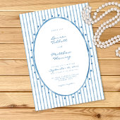 Invitation Whimsical Blue White Watercolor Stripe Wedding