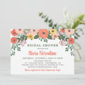 Invitation Whimsical Blush Coral Floral Mariage Fête des mari (Debout devant)