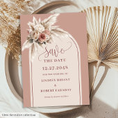 Invitation Whimsical Boho Arch Dusty Pink Floral Save Date