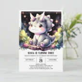 Invitation Whimsical Boho Dino Bash Anniversaire (Debout devant)