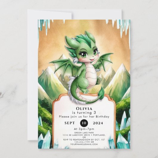 Invitation Whimsical Boho Dragon Anniversaire (Devant)
