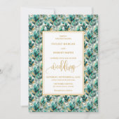 Invitation Whimsical Boho Forest Green Gold Mariage (Devant)