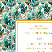 Invitation Whimsical Boho Forest Green Gold Mariage