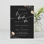 Invitation Whimsical Boho Wildflower QR Code Spanish Wedding (Debout devant)