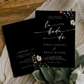 Invitation Whimsical Boho Wildflower QR Code Spanish Wedding