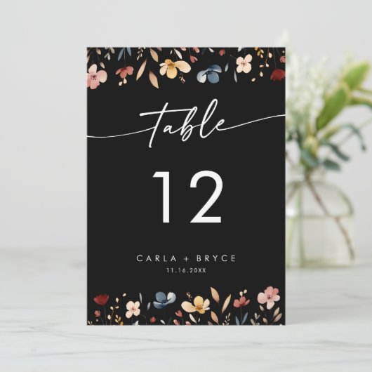 Invitation Whimsical Boho Wildflower Wedding Table Numbers (Debout devant)