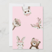 Invitation Whimsical Boho Woodland Baby shower fille Boho ros (Dos)