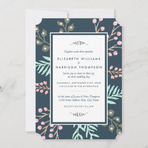 Invitation Whimsical Botanical Berry Mariage