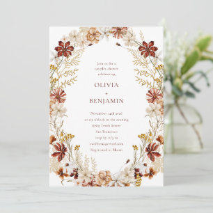 Invitation Whimsical Botanical Bourgogne Wreath Couples Douch